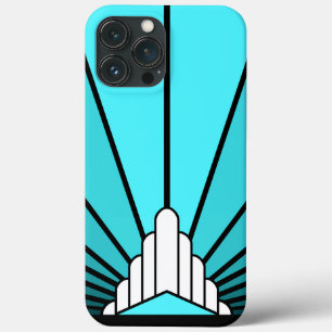 Art deco sun in aqua iPhone 13 pro max case