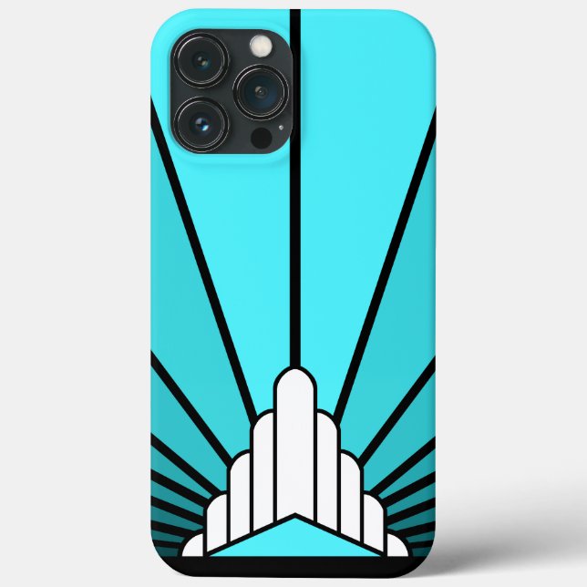Art deco sun in aqua Case-Mate iPhone case (Back)