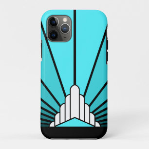 Art deco sun in aqua iPhone 11 pro case