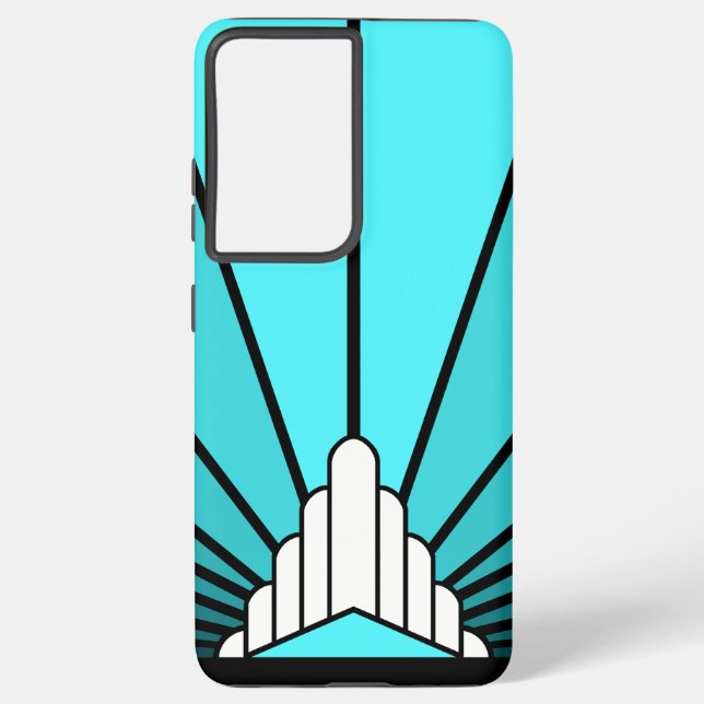 Art deco sun in aqua samsung galaxy case (Back)