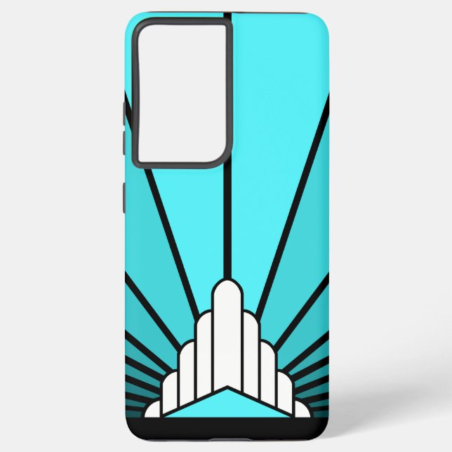 Art deco sun in aqua samsung galaxy case (Back)