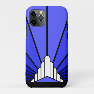 Art deco sun in blue iPhone 11 pro case