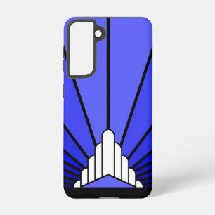Art deco sun in blue samsung galaxy s21 case