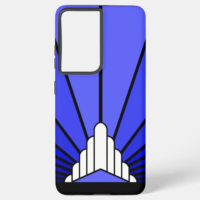 Art deco sun in blue samsung galaxy case (Back)