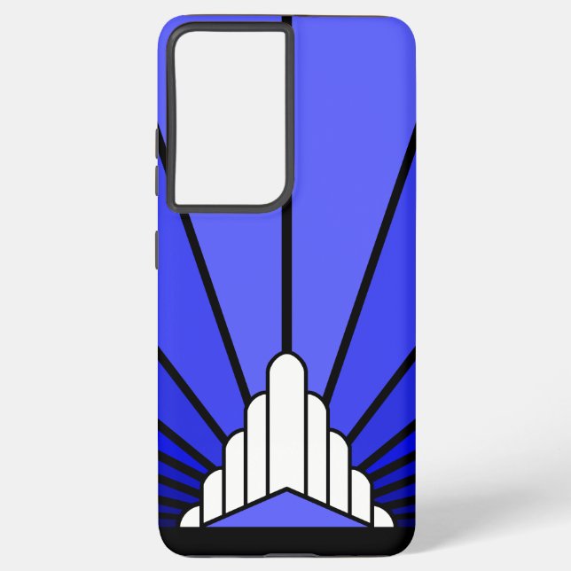 Art deco sun in blue samsung galaxy case (Back)
