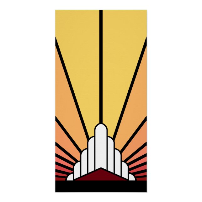 Art deco sun in dawn poster (Front)
