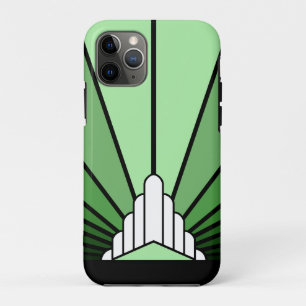 Art deco sun in green iPhone 11 pro case