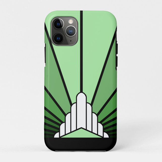Art deco sun in green Case-Mate iPhone case (Back)
