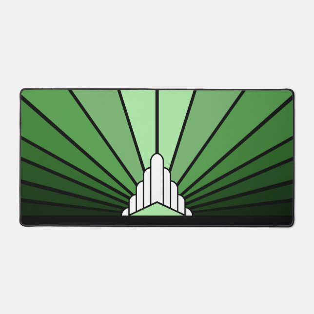 Art deco sun in green desk mat (Front)