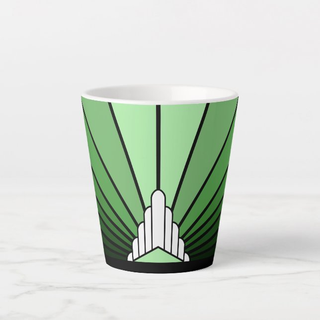 Art deco sun in green Latte Mug (Front)