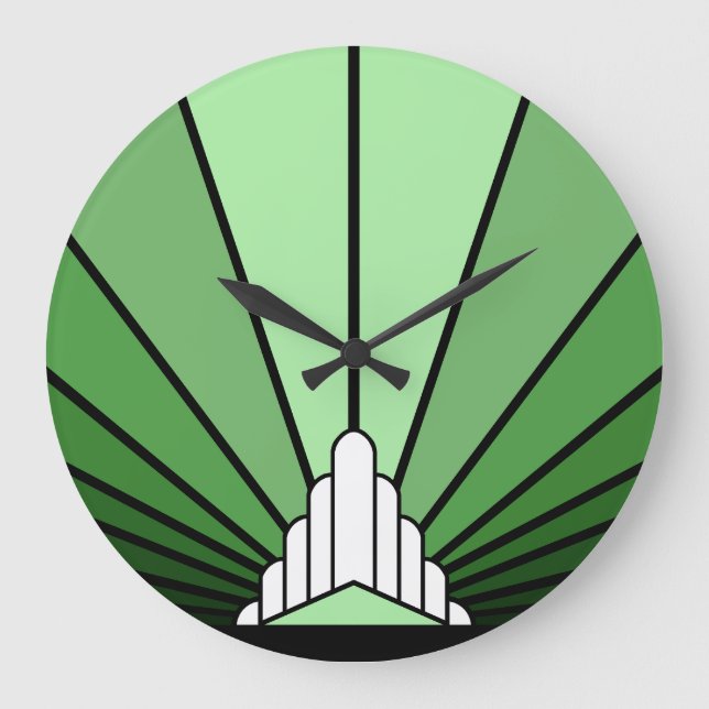Art deco sun in green Wall Clock (Front)