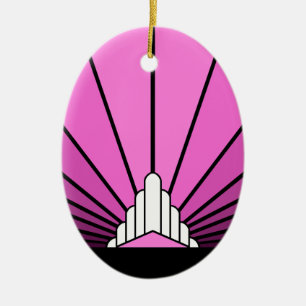 Art deco sun in pink ceramic ornament
