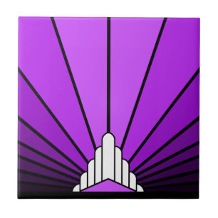 Art deco sun in purple ceramic tile
