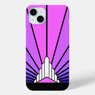 Art deco sun in purple & pink iPhone 15 plus case
