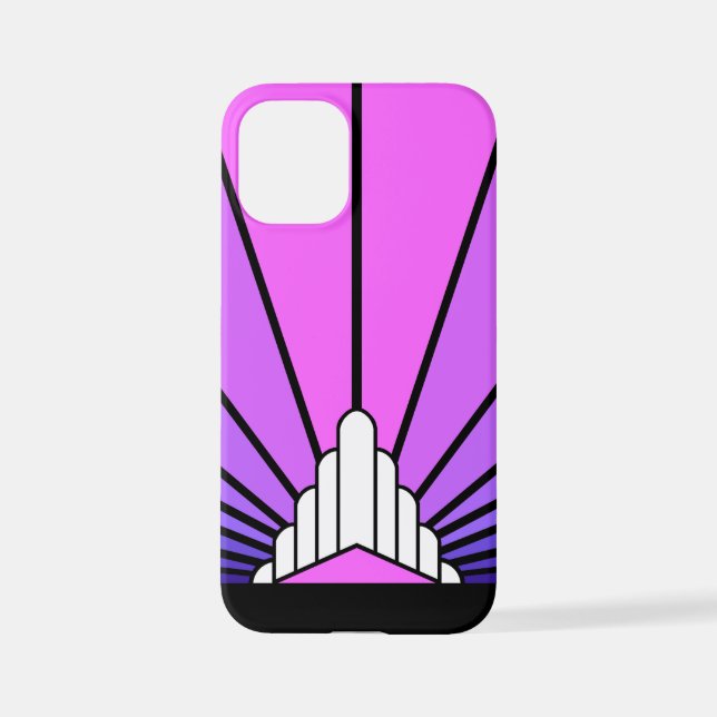 Art deco sun in purple & pink iPhone case (Back)