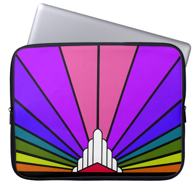 Art deco sun in rainbow Electronics Bag (Front)