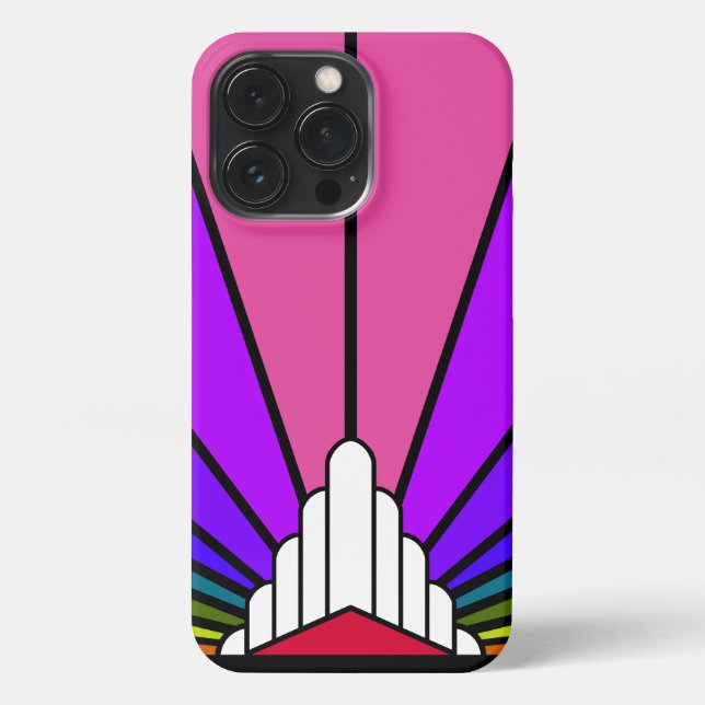 Art deco sun in rainbow iPhone case (Back)