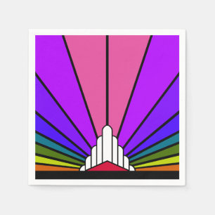 Art deco sun in rainbow napkins