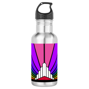 Art deco sun in rainbow stainless steel water bottle