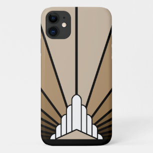 Art deco sun in tan iPhone 11 case