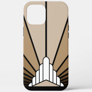 Art deco sun in tan iPhone 12 pro max case