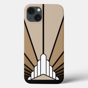 Art deco sun in tan iPhone 13 case