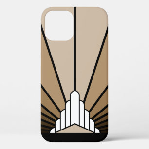 Art deco sun in tan iPhone 12 pro case