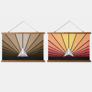 Art deco sun in tan/dawn hanging tapestry