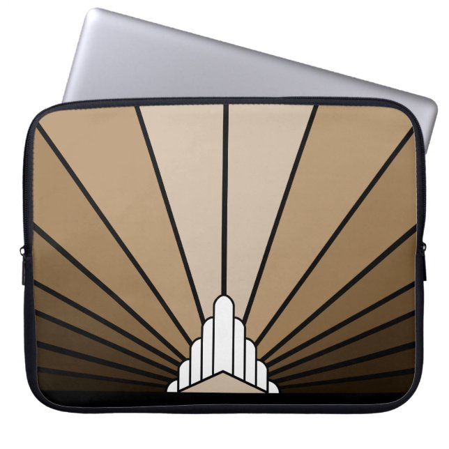 Art deco sun in tan Electronics Bag (Front)