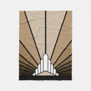 Art deco sun in tan fleece blanket