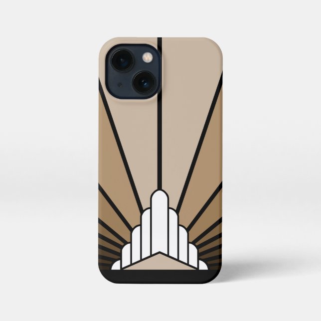 Art deco sun in tan iPhone case (Back)