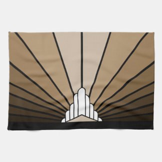Art deco sun in tan Kitchen Towels