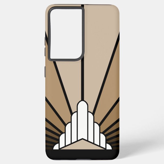 Art deco sun in tan samsung galaxy case (Back)