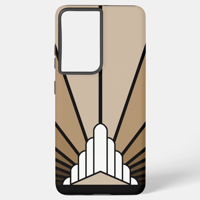 Art deco sun in tan samsung galaxy case (Back)