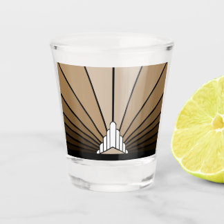 Art deco sun in tan shot glass
