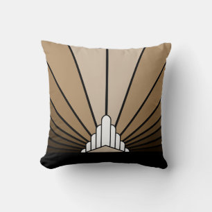 Art deco sun in tan throw pillow