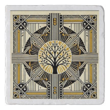 Art Deco Sun & Trees Trivet