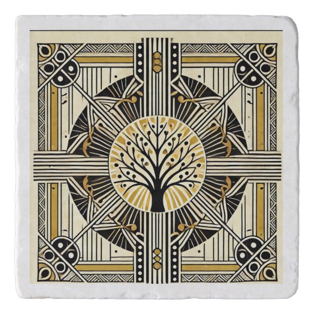Art Deco Sun & Trees Trivet (Front)