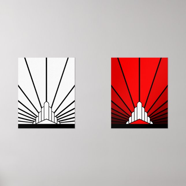 Art deco sun wall art sets (Front)