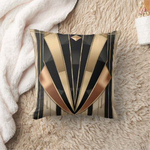 Art Deco Sunburst Geometric Luxury Design Throw Pillow