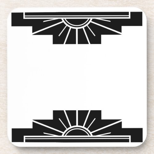 Art Deco Sunburst in Black Beverage Coaster