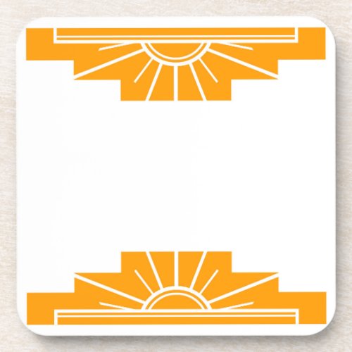 Art Deco Sunburst in Golden Yellow Beverage Coaster