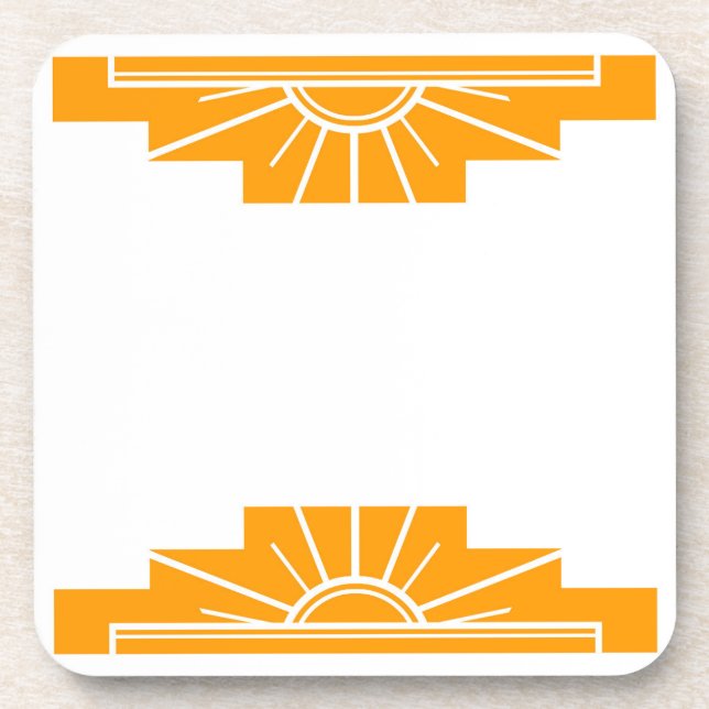 Art Deco Sunburst in Golden Yellow Beverage Coaster (Front)