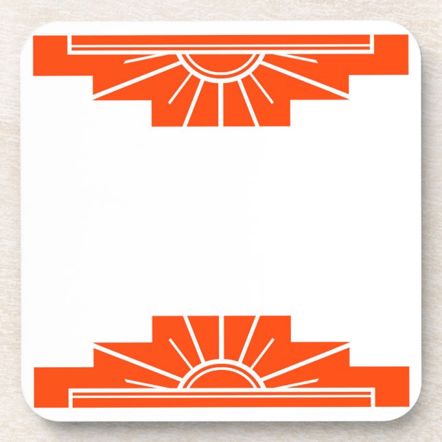 Art Deco Sunburst in Orange Beverage Coaster (Front)