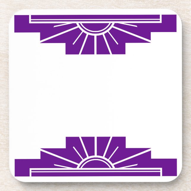 Art Deco Sunburst in Purple Beverage Coaster (Front)