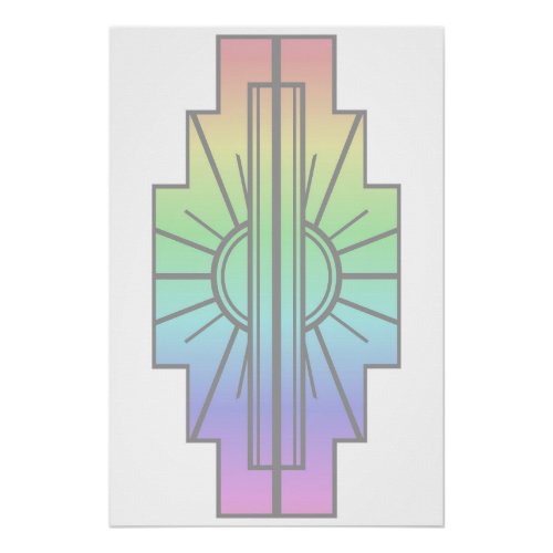 Art Deco Sunburst Pattern in Pastels Poster