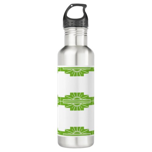 Art Deco Sunburst Pattern in White and Lime 710 Ml Stainless Steel Water Bottle