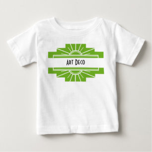 Art Deco Sunburst Pattern in White and Lime Baby T T-Shirt