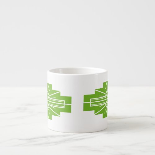 Art Deco Sunburst Pattern in White and Lime Espres Espresso Cup