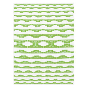 Art Deco Sunburst Pattern in White and Lime Tablecloth
